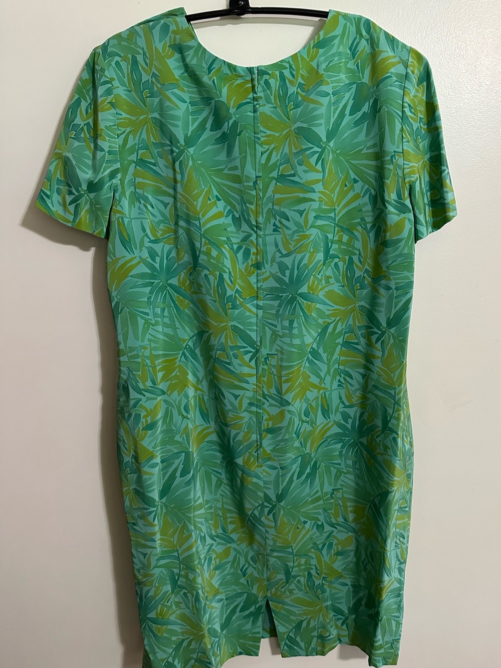 Vintage Maggy London Mint Green Tropical-Print Silk Dress - Picture 4 of 7